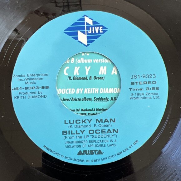 BILLY OCEAN Suddenly & Lucky Man 7” 45rpm 1984 Arista Vinyl - Picture 6 of 6